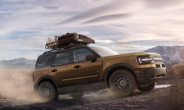 2022 Ford Bronco Sport with luggage rack in desert