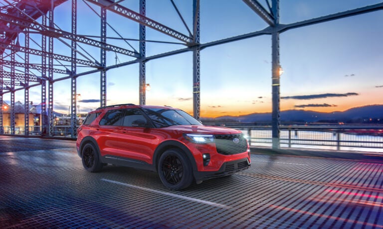 2025 Ford Explorer driving on a bridge