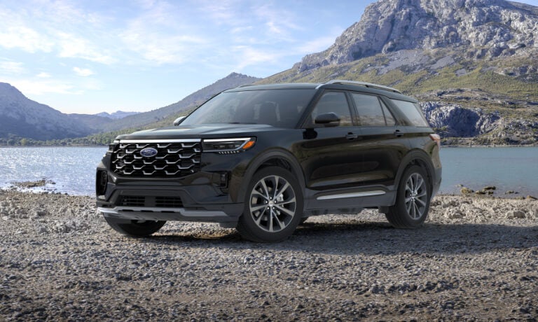 2025 Ford Explorer parked by a lake