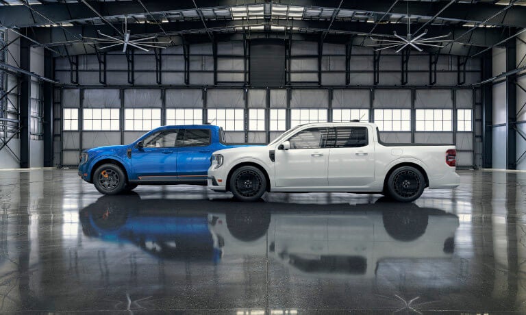 2025 Ford Maverick pair parked in a warehouse