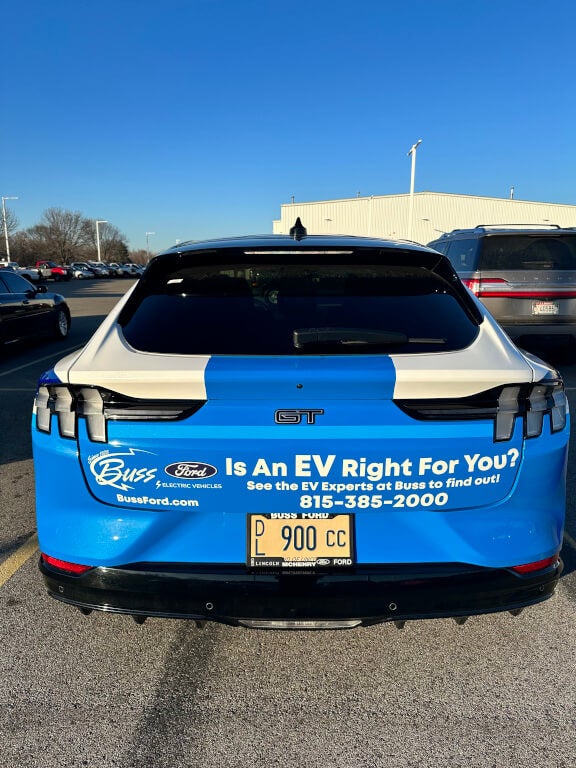Buss Ford EV Car in a parking lot